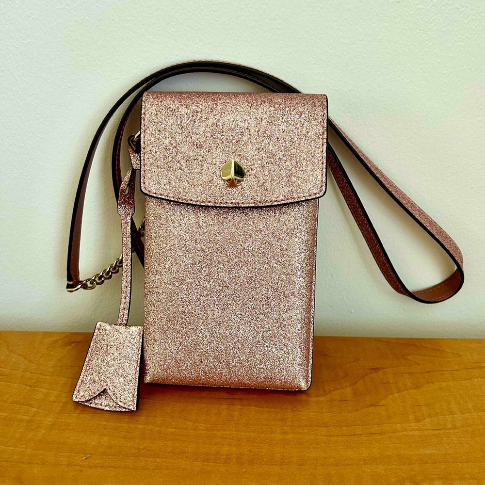 Kate Spade Rose Gold Shimmer Phone Crossbody Bag